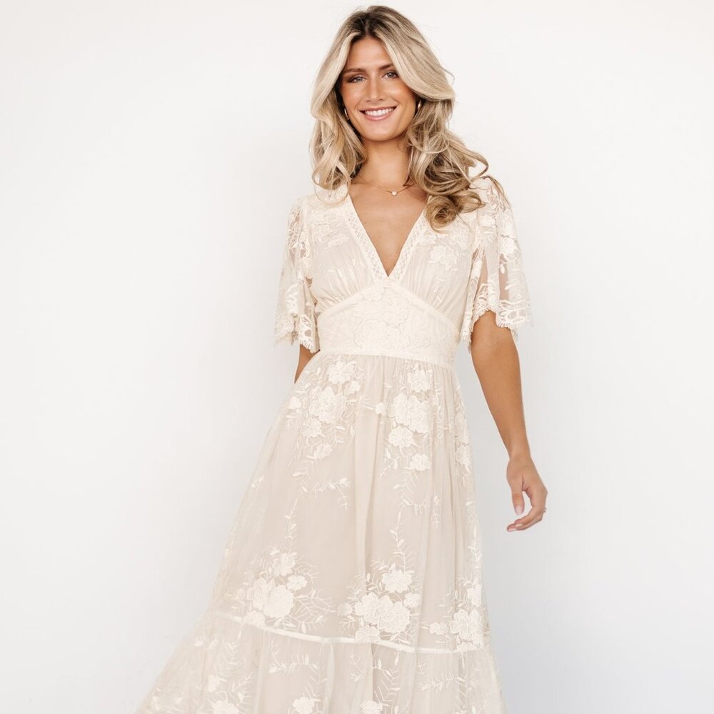 Baltic Born Clarisa Lace Midi Dress | Vintage Cream Size LL